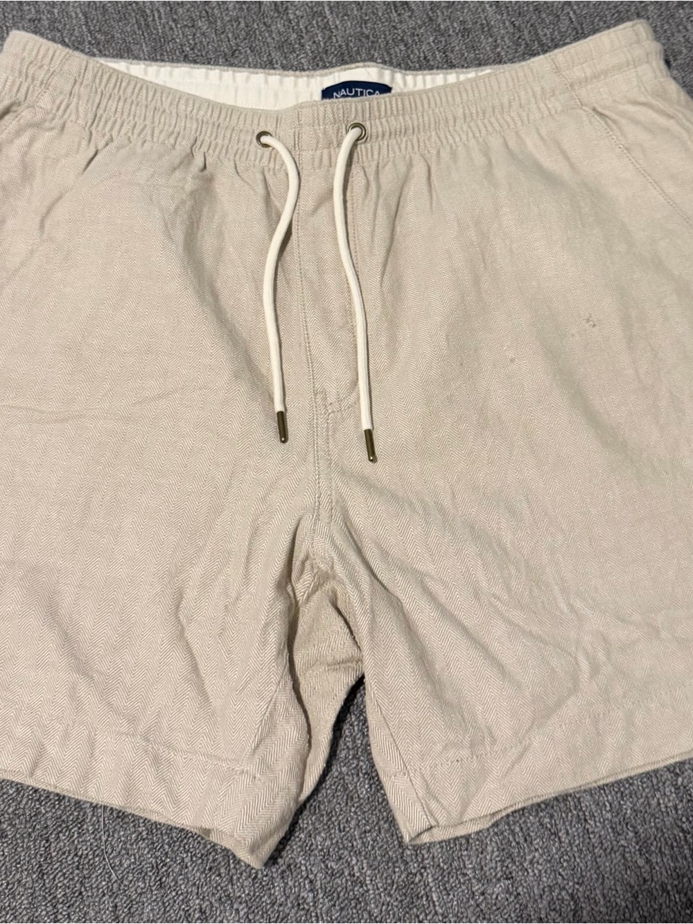 Nautica Men’s Light Beige Drawstring Athletic Shorts